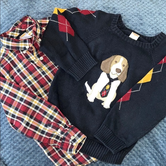 Gymboree Other - Gymboree boys 4t plaid dress shirt & dog sweater